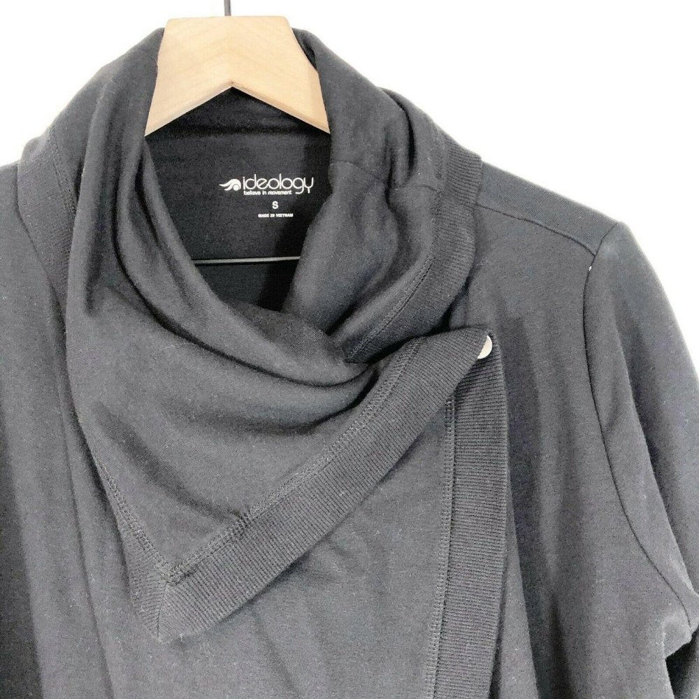 Ideology Snap Front Wrap Sweatshirt M Black Long - Picture 2 of 10